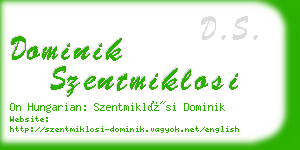 dominik szentmiklosi business card